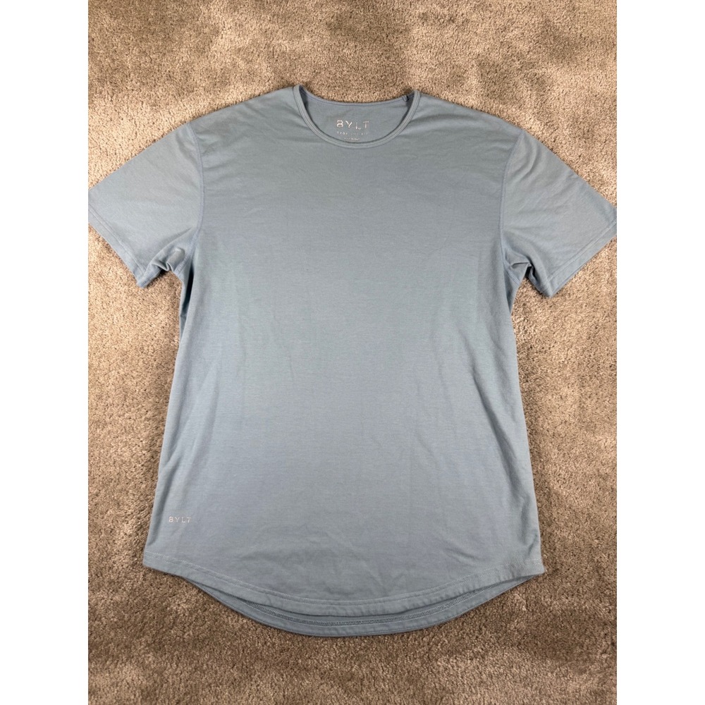 BYLT Drop Cut SS T-Shirt Light Blue BYLT Blend Curved Hem Mens Large
